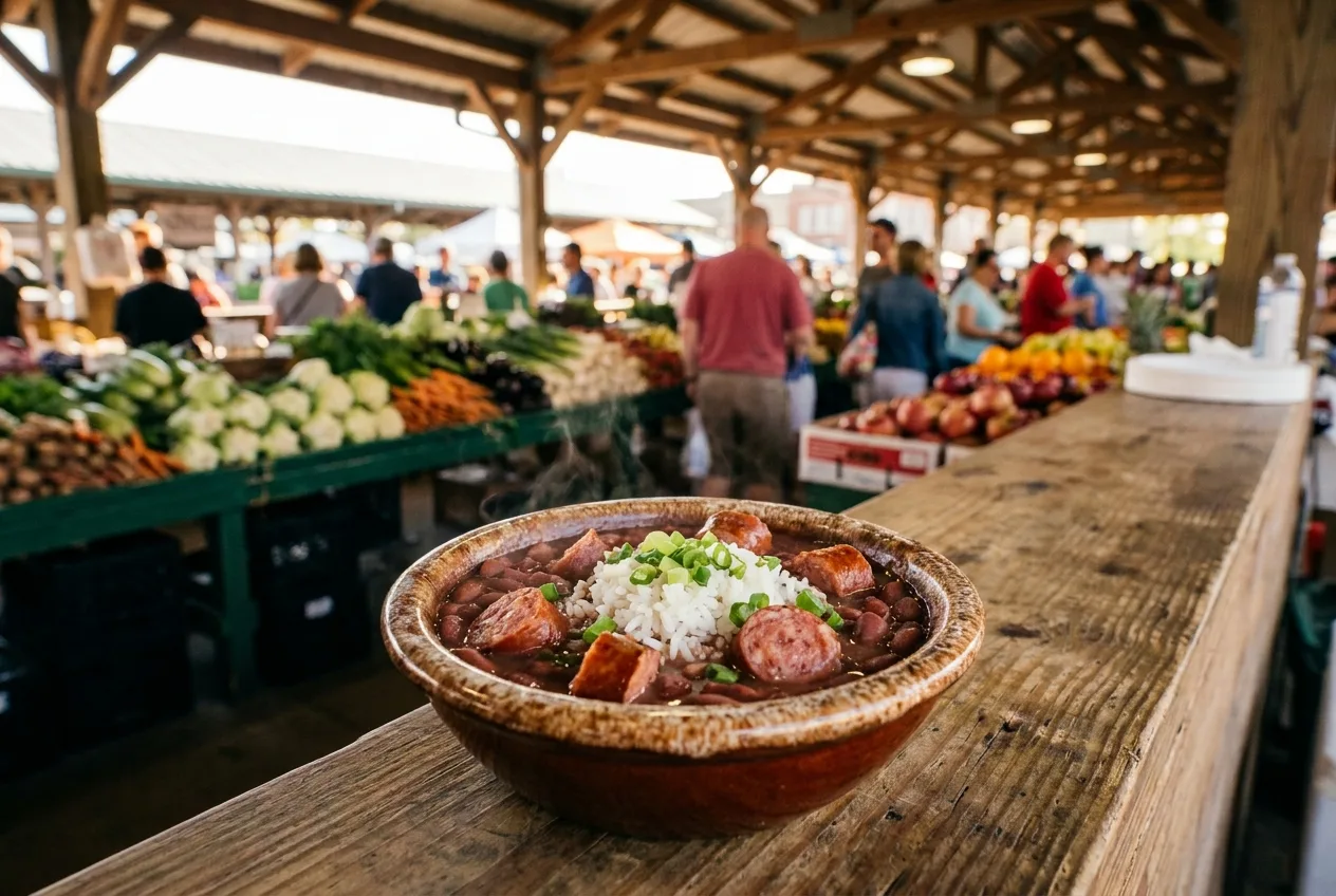 Red beans and rice with sausage at the French Market