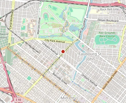 Map showing Toups' Meatery